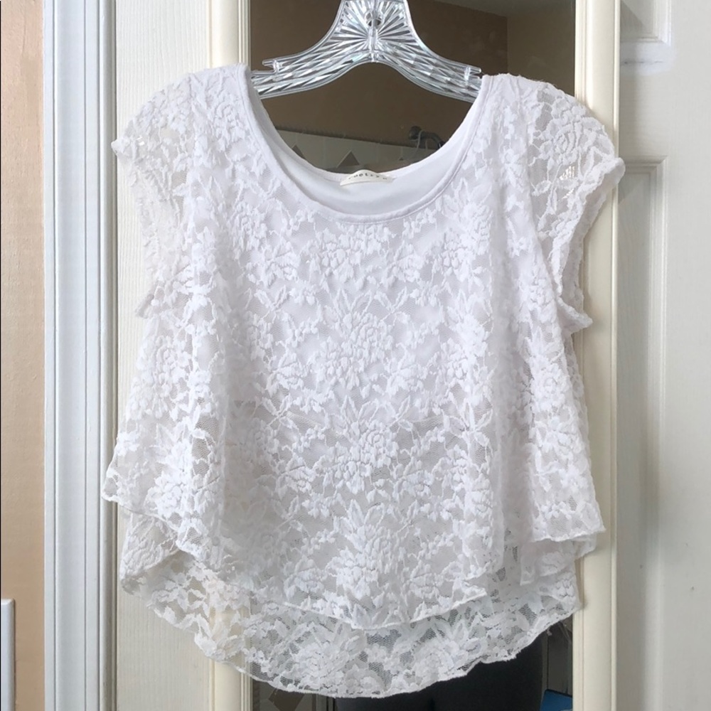 White lace crop top